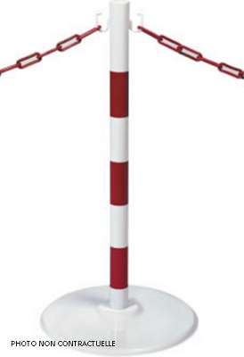 Image de POTEAU SIGNALISATION SUR SOCLE ROUGE ET BLANC-HT 910CM