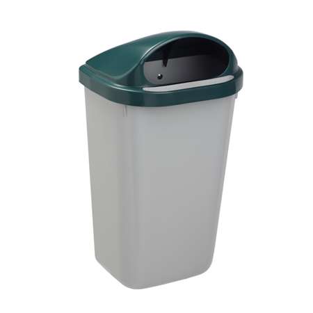 Image de CORBEILLE CITE AVEC POTEAU 50L CORPS GRIS COURVECLE VERT