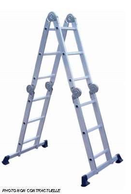 Image de ECHELLE PLIANTE ARTICULEE 4 PANS 4X3 MARCHES 12 BARREAUX REF