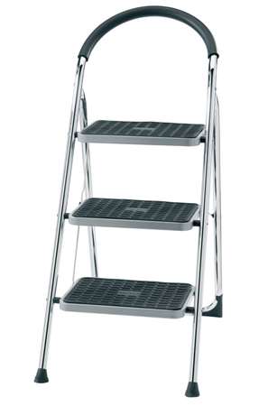 Image de ESCABEAU 3 MARCHES ACIER MARCHE ANTI DERAPANTE 26X38 NORME N