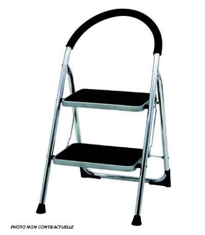 Image de ESCABEAU 2M CHROME PLIABLE AVEC PROTECTION ANTIDERAPANT