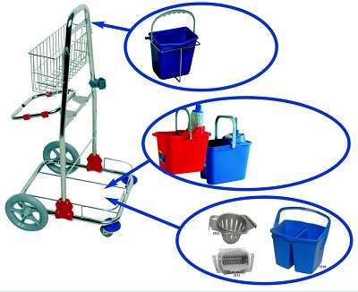 Image de CHARIOT MENAGE GDES ROUES AR+PANIER+SUP.SAC 50L