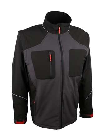 Image de VESTE SOFT SHELL VANCOUVER TM GRIS/NOIR MANCHES AMOVIBLES