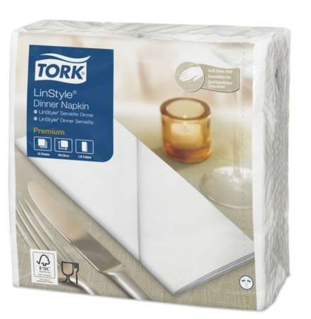 Image de TORK PREMIUM LINSTYLE 1/8 SERVIETTE DINNER BLANC
