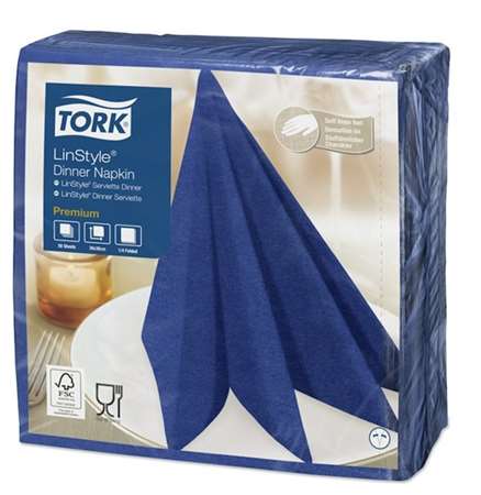 Image de TORK PREMIUM LINSTYLE DINNERBL SERVIETTE BLEU MARINE