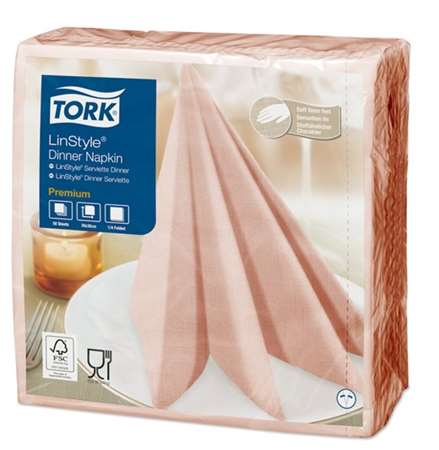 Image de TORK PREMIUM LINSTYLE DINNER SERVIETTE CORAIL 39x39 (12x50)