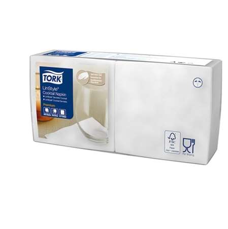Image de TORK PREM LINSTYLE COCKTAIL SERVIETTE BLANCHE 24X24 (12x100)