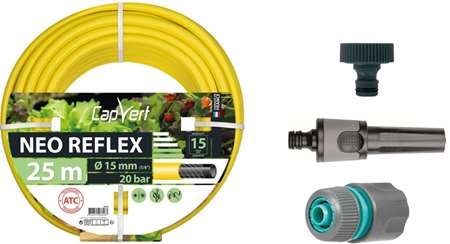 Image de TUYAU ARROSAGE 50M DIA15 COMPLT LANCE +2 RACC. D15+NEZ 20/27