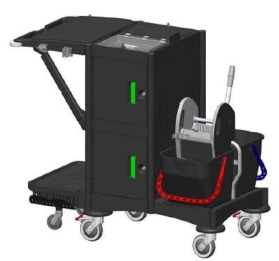 Image de CHARIOT BRIX SCHOOL ROUE 125 SUPPORT SAC 2X15L+2X6L REF: E 2