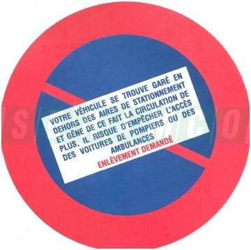 Image de DISQUE ADHESIF ' STATIONNEMENT GENANT' AVEC TEXTE SUR PAPIER