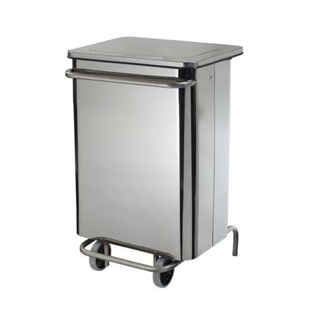 Image de POUBELLE MOBILE COLLECROULE A PEDALE 70L INOX