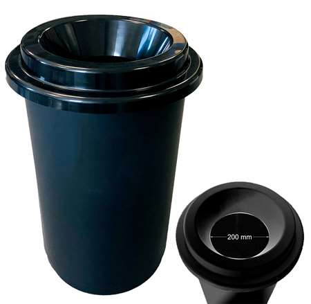 Image de POUBELLE DONUTS 50L NOIR SANS CONTACT