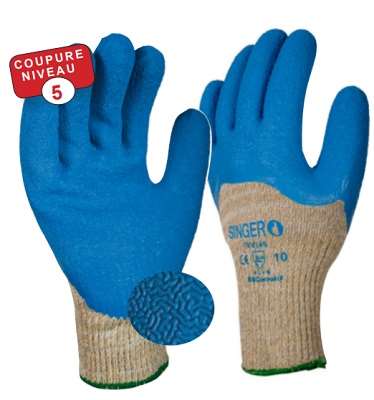 Image de GANTS KEVLAR A/FIL ACIER T10 ENDUCTION LATEX POIGNET ELAST.