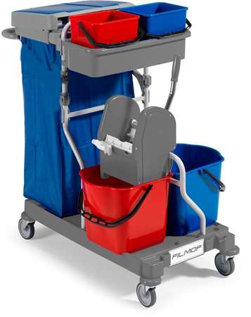 Image de CHARIOT ARIANE 1050 ROUE 125MM 2 SEAUX 6L+2 SEAUX 15L+PRESSE