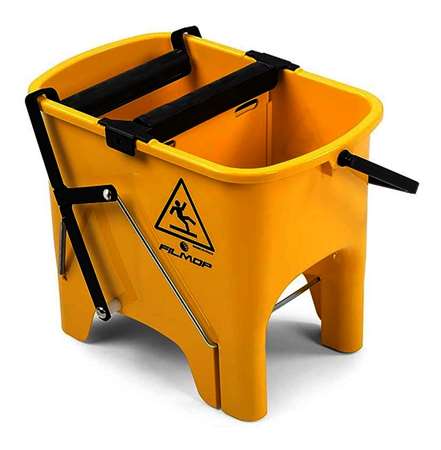 Image de SEAU LAVAGE 2X8L AVEC ROULEAU ESSOREUR A PEDALE SANS ROUES