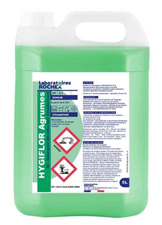 Image de DETERGENT DESINFECTANT DESODORISANT HYGIFLOR AGRUMES 5L 3D